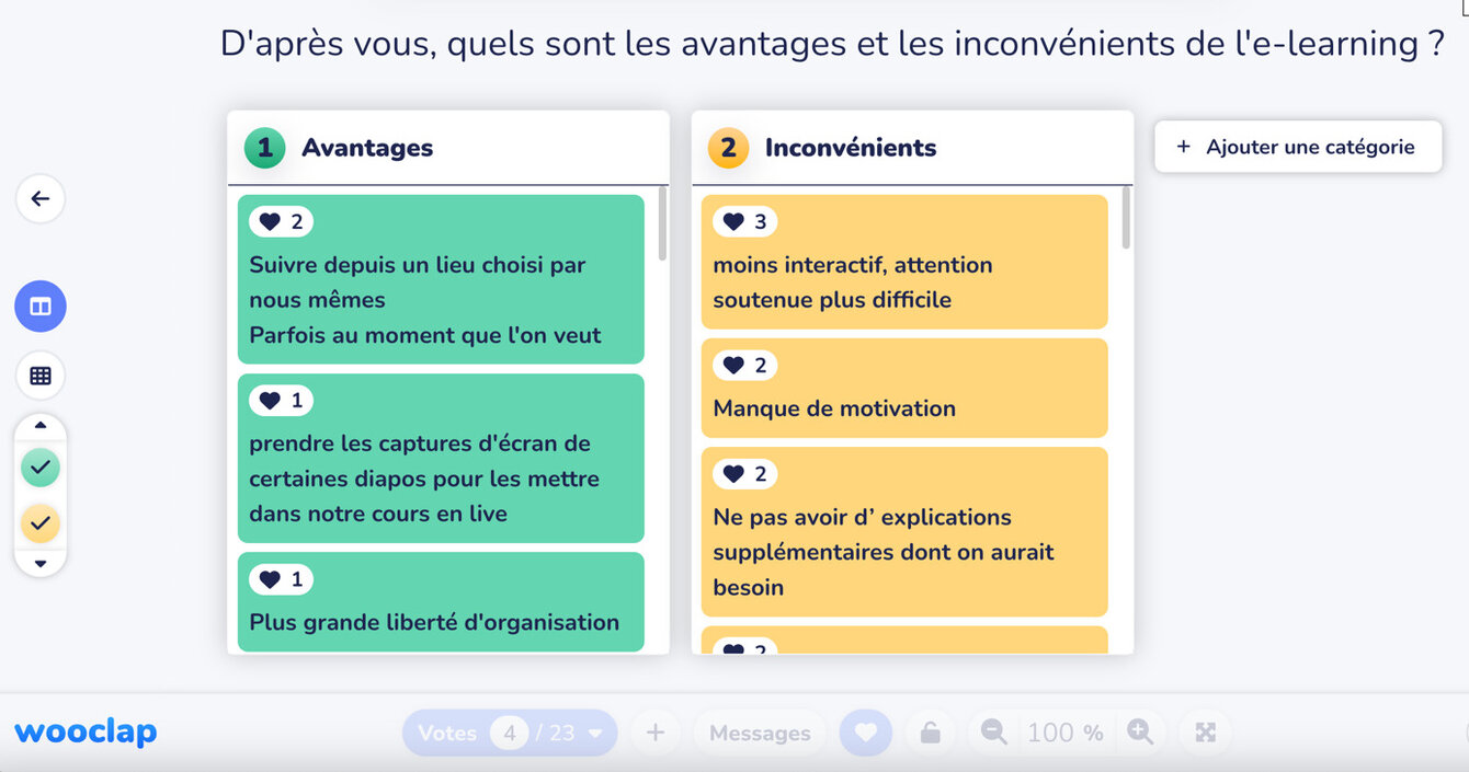 Interface de Wooclap pour la pédagogie active en cours